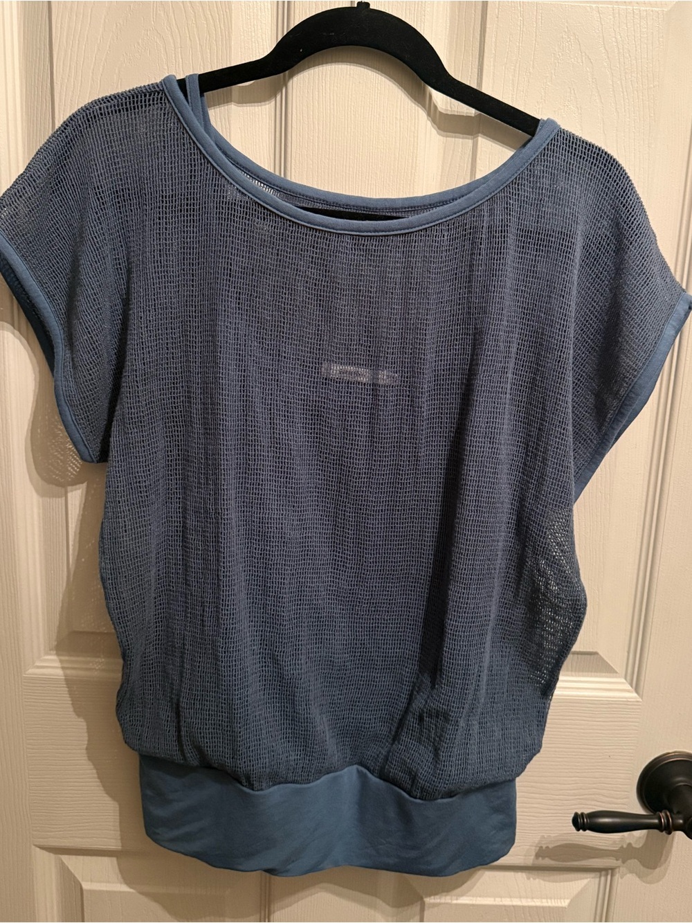 Bailey 44 Dusty Blue Mesh Short-Sleeve Top